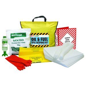 A yellow bag filled with multiple pairs of gloves, representing a comprehensive Safety Essentials Package.